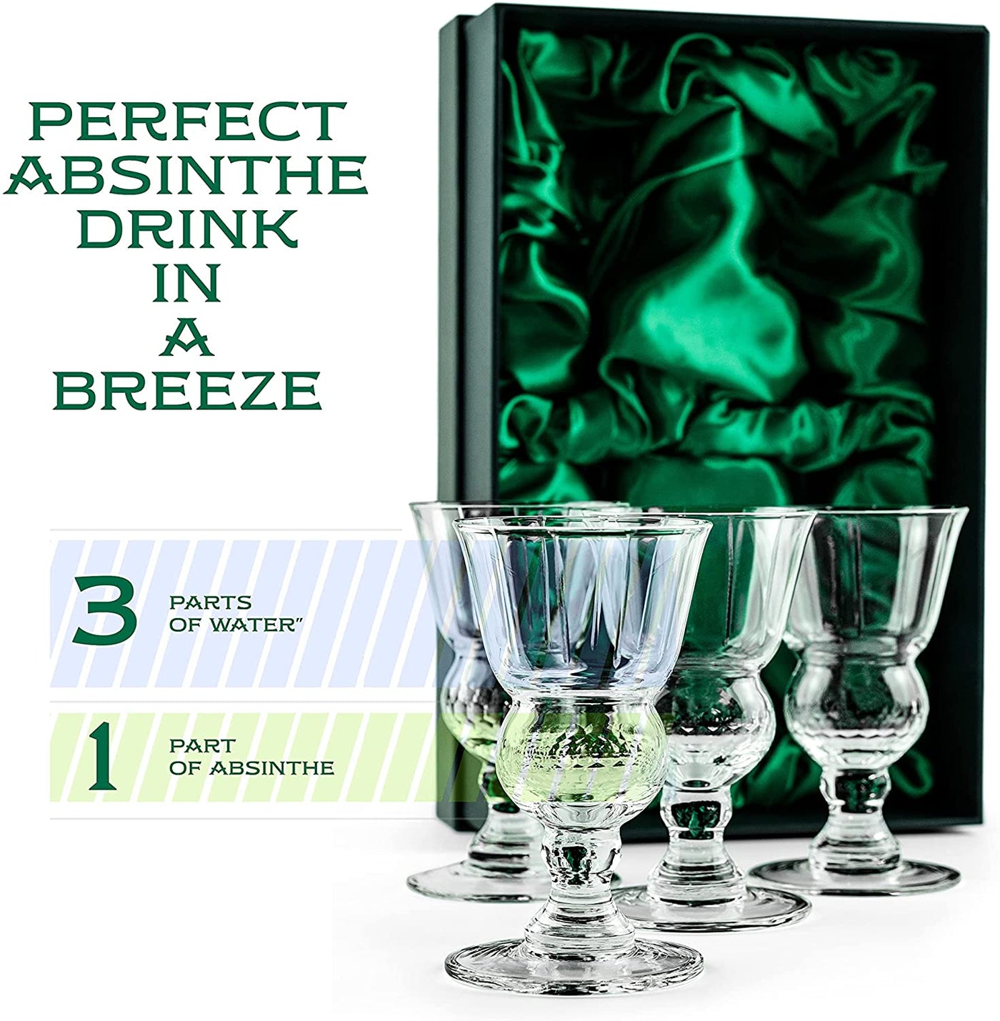 GLASSIQUE CADEAU Vintage Crystal Absinthe, Sambuca, Raki, Pastis, Ouzo Glasses | Set of 4