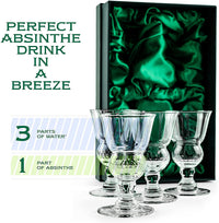 Belle Epoque French Pontarlier Absinthe Bubble Glasses Gift Set of 4 – set scale and proportions