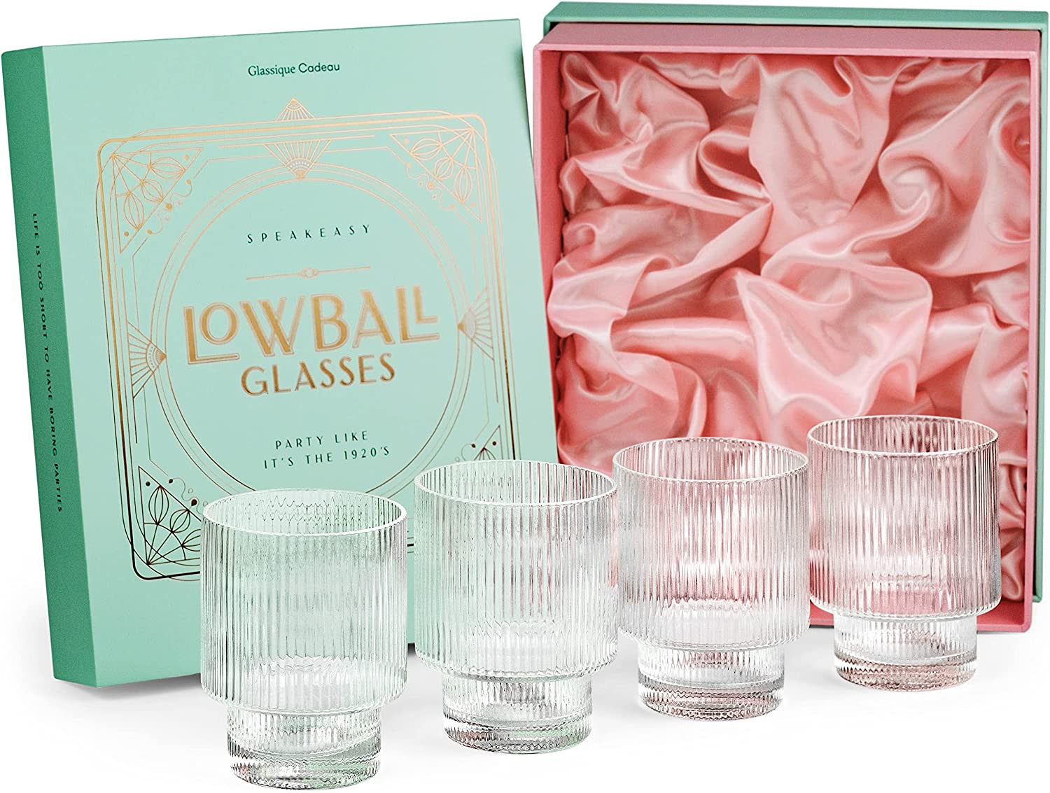 Art Deco Ribbed Lowball Glasses