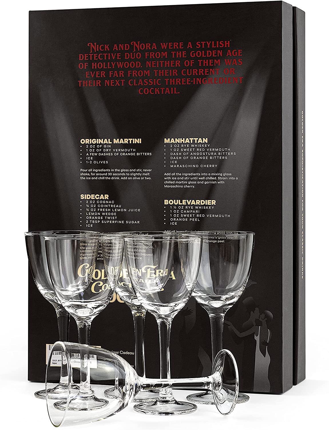 Retro Nick and Nora Coupe Glasses Gift Set of 6 – set scale and proportions