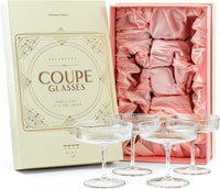 Vintage Art Deco Coupe Glasses Gift Set of 4 – ready-to-gift signature box