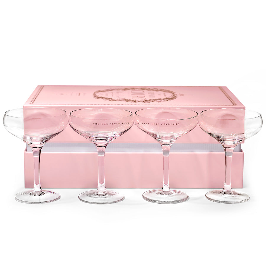 French Champagne and Cocktail Coupe Glasses, Set of 4