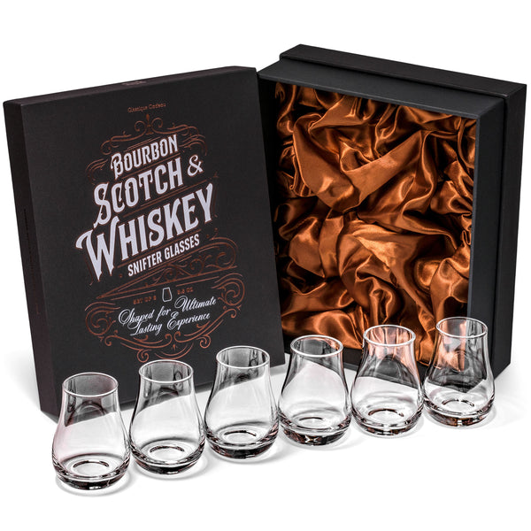 Stemless Whiskey Bourbon and Scotch Tasting Glasses Gift Set of 4 – ready-to-gift signature box