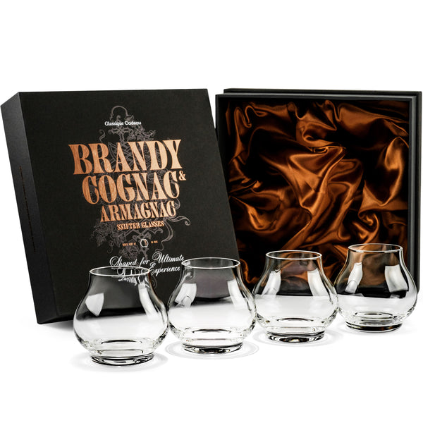 Stemless Brandy Cognac and Armagnac Crystal Tasting Glasses Gift Set – ready-to-gift signature box