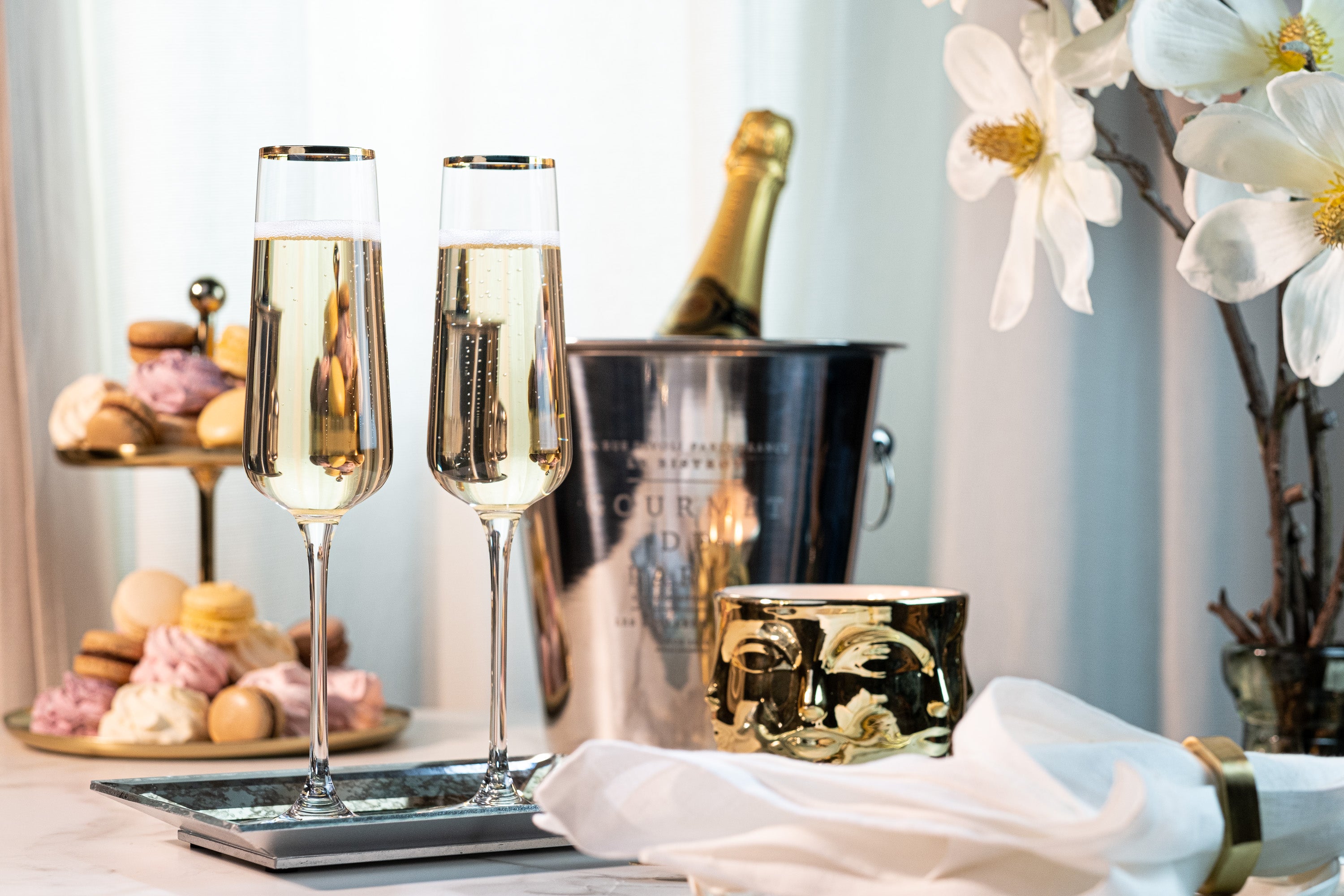 Gold Rimmed Champagne Glasses