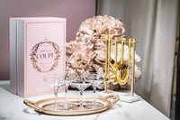 French Champagne and Cocktail Coupe Glasses Gift Set of 4 – signature gift presentation
