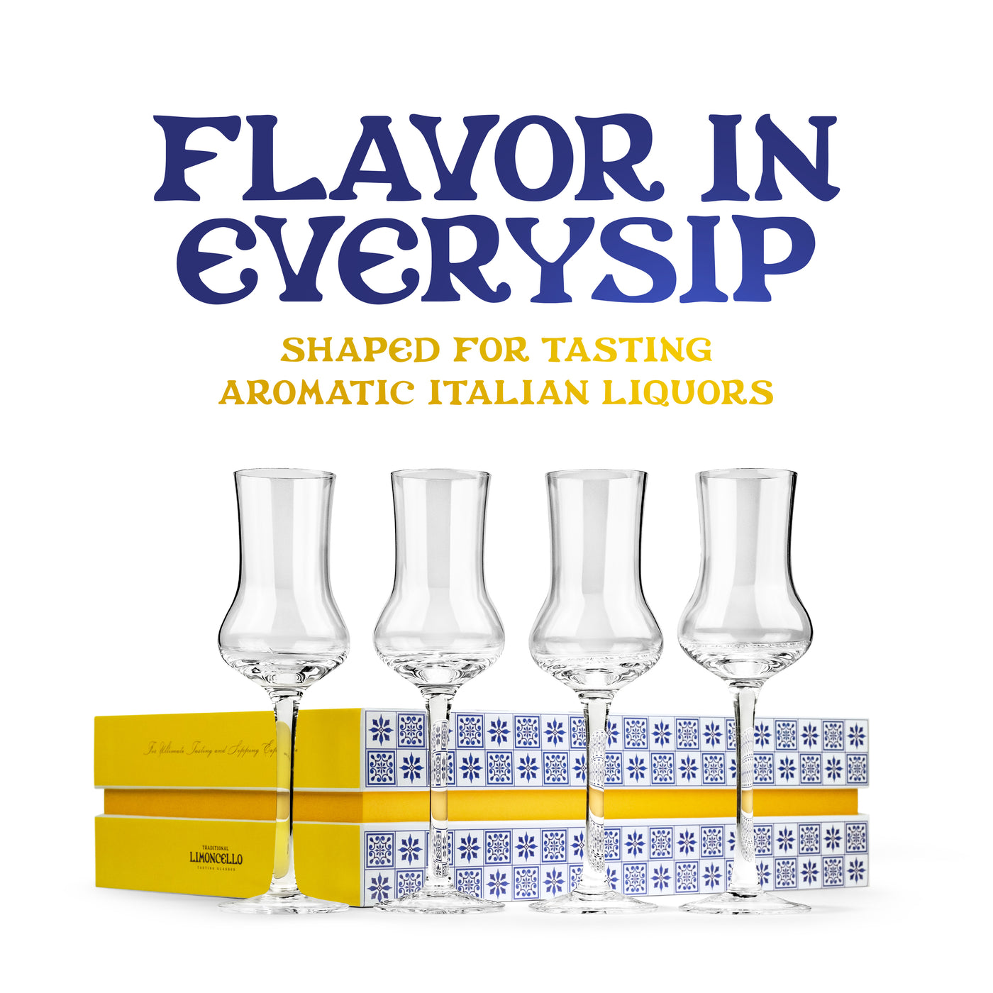 Italian Limoncello Liqueur Cordial Glasses Gift Set of 4 – lifestyle hosting shot