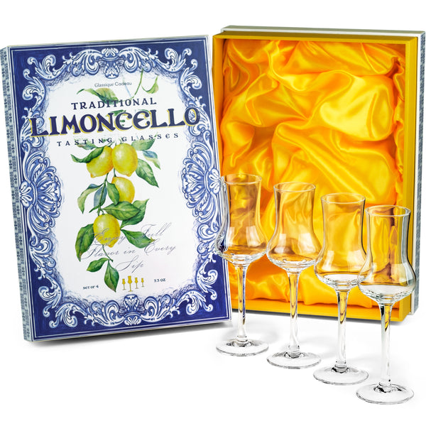 Italian Limoncello Liqueur Cordial Glasses Gift Set of 4 – ready-to-gift signature box