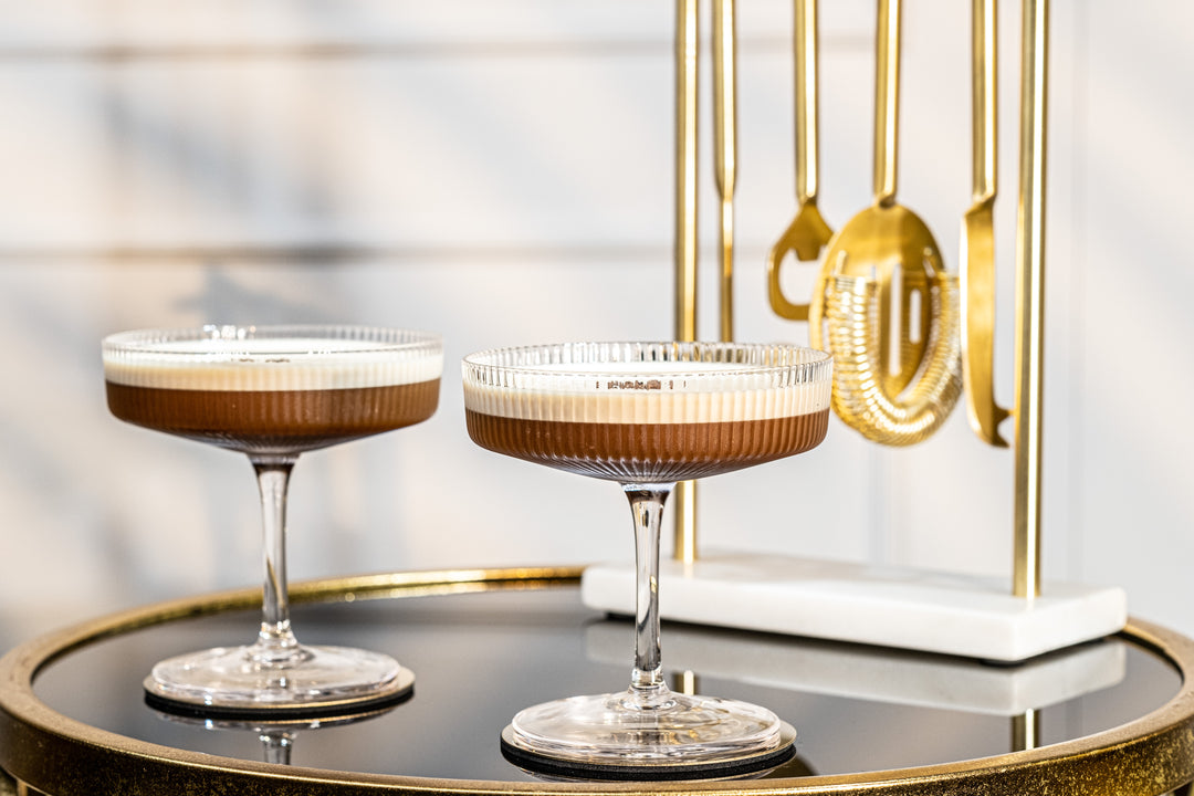 Glassique Cadeau Vintage Art Deco Coupe Glasses Set of 4 7 oz Classic Cocktail Glassware for Champagne, Martini, Manhattan, Cosmopolitan, Sidecar