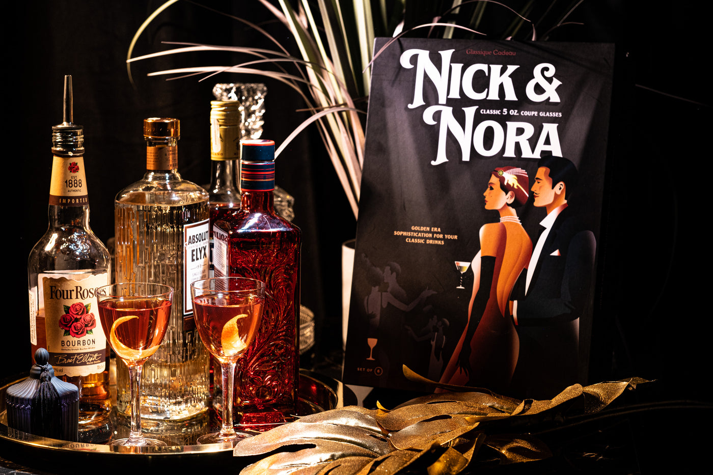 Retro Nick and Nora Coupe Glasses Gift Set of 6 – detail of hand-polished crystal rim