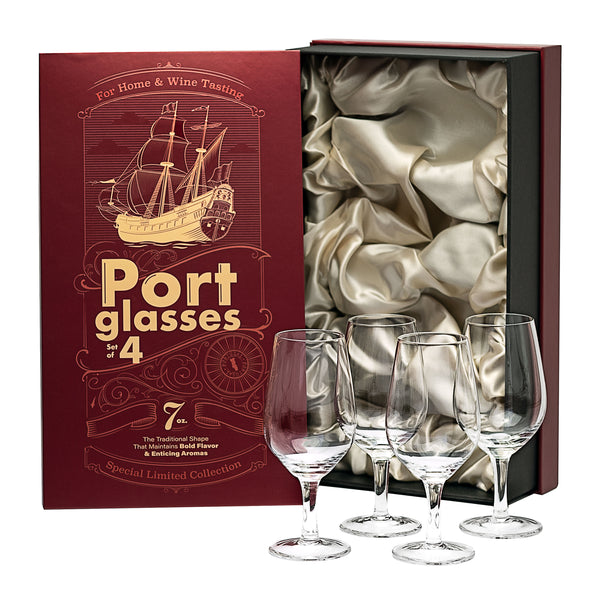 Port and Dessert Wine Tulip Crystal Tasting Glasses Gift Set of 4 – ready-to-gift signature box