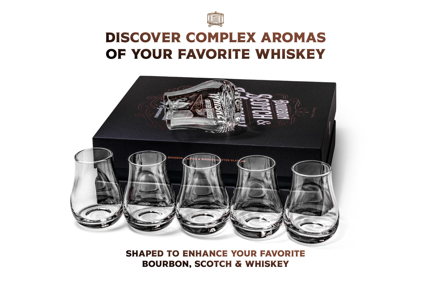 Stemless Whiskey, Bourbon & Scotch Tasting Glasses