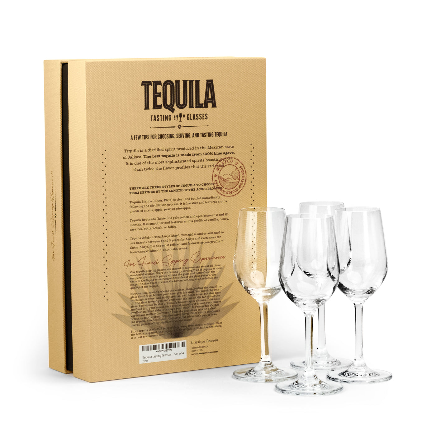 Tequila Crystal Tasting and Sipping Glasses Gift Set of 4 – set scale and proportions