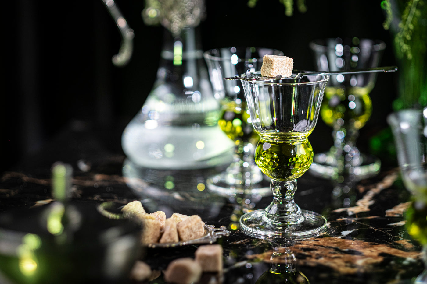 Belle Epoque French Pontarlier Absinthe Bubble Glasses Gift Set of 4 – signature gift presentation