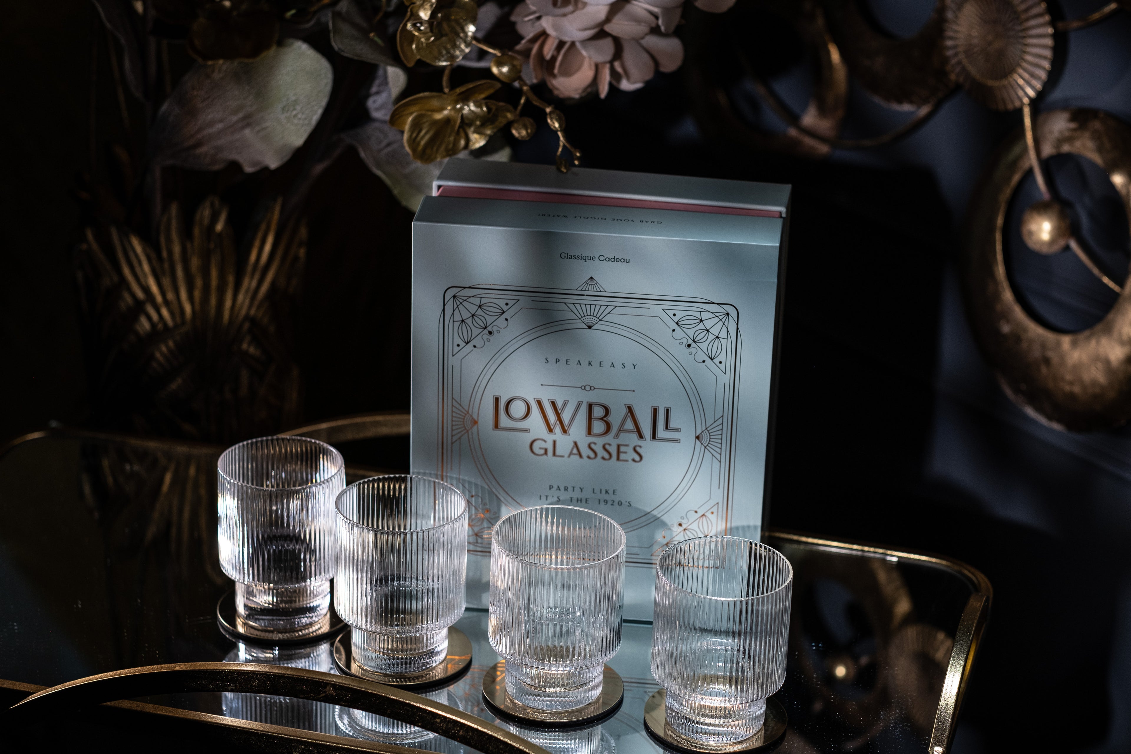 Art Deco Ribbed Lowball Glasses