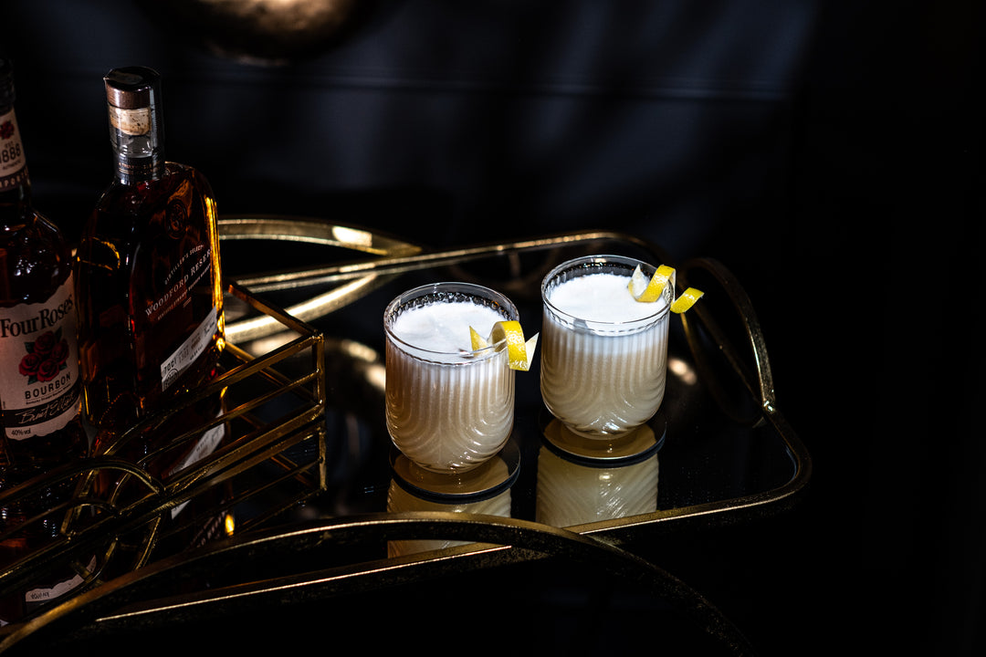 Gatsby Art Deco Double Old Fashion Whiskey Glasses - 10 oz - Set of 6